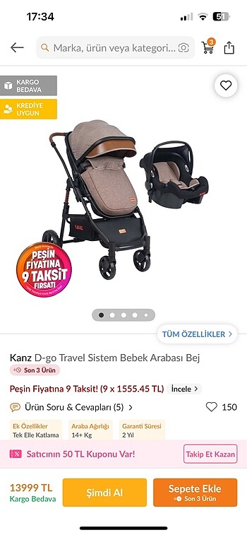 Kanz d-go teavel sistem bebek arabası
