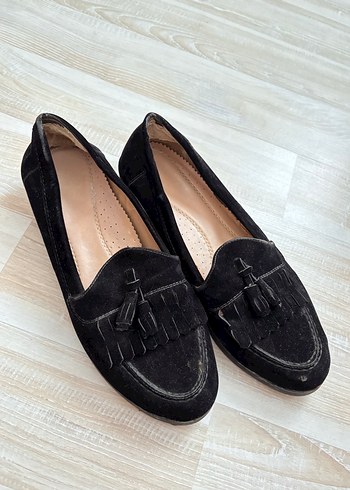 38 Beden siyah Renk Siyah Süet Püsküllü Kadın Loafer