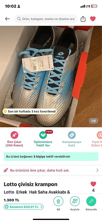 Lotto çivili halı saha ayakkabısı