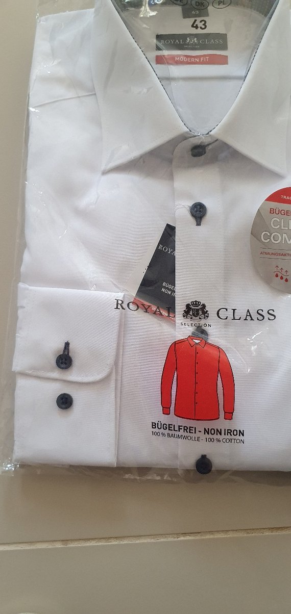 Royal Class Beyaz Düğmeli Uzun Kollu Erkek Gömlek - Görsel 4