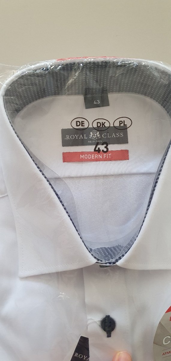 Royal Class Beyaz Düğmeli Uzun Kollu Erkek Gömlek - Görsel 3