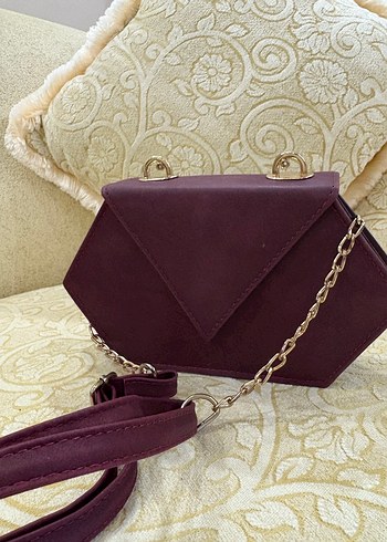 Bordo Süet Çanta - Görsel 4