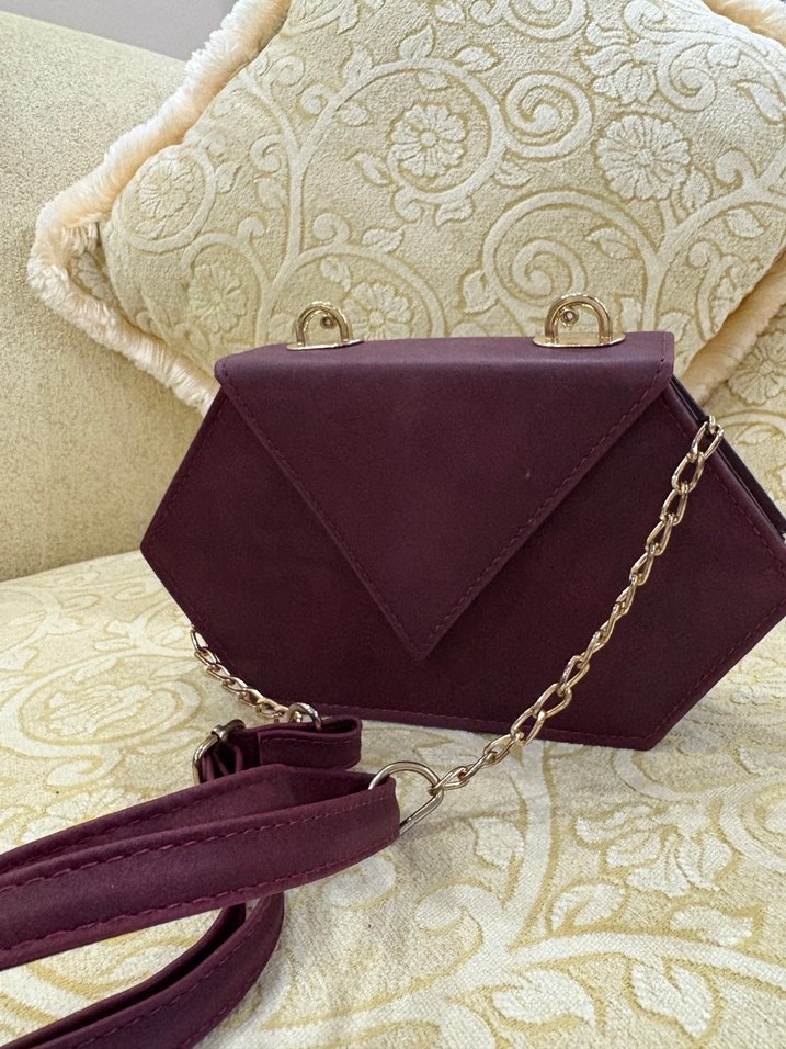 Bordo Süet Çanta - Görsel 4