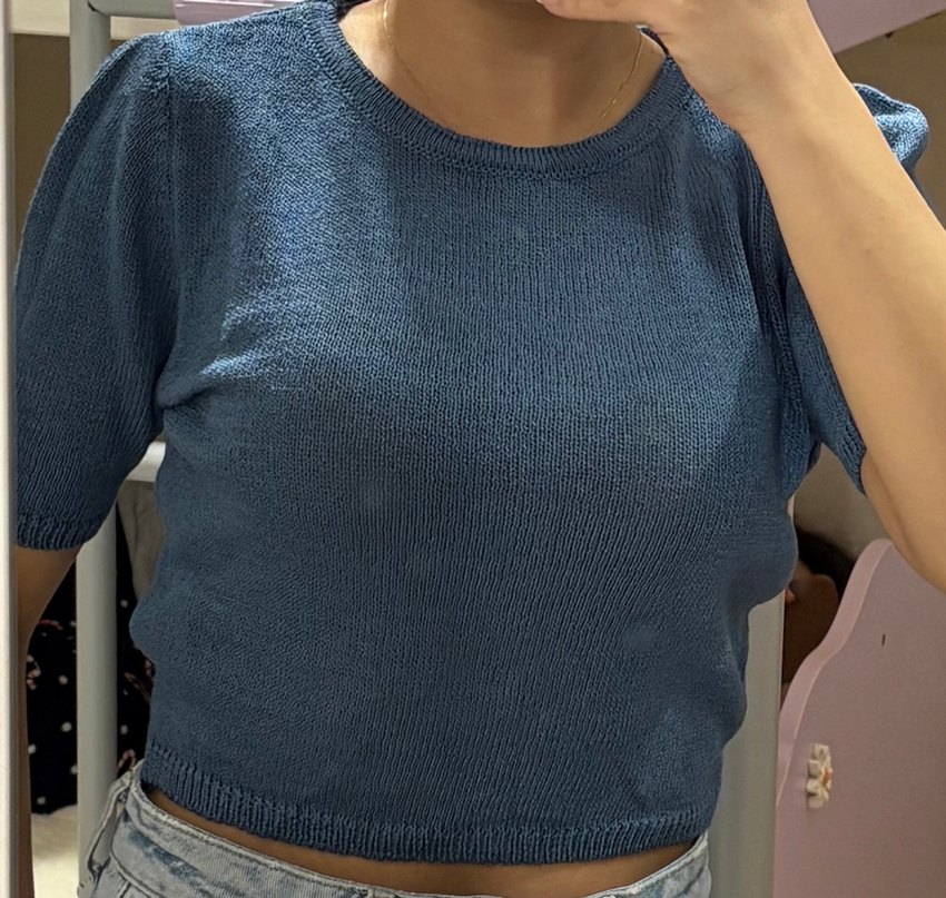 Mavi Kadın Kısa Kollu Triko Kazak - Görsel 2