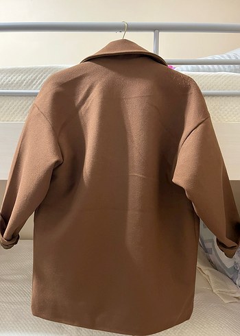 Düğmeli Kahverengi Midi Kadın Kaban - Görsel 2