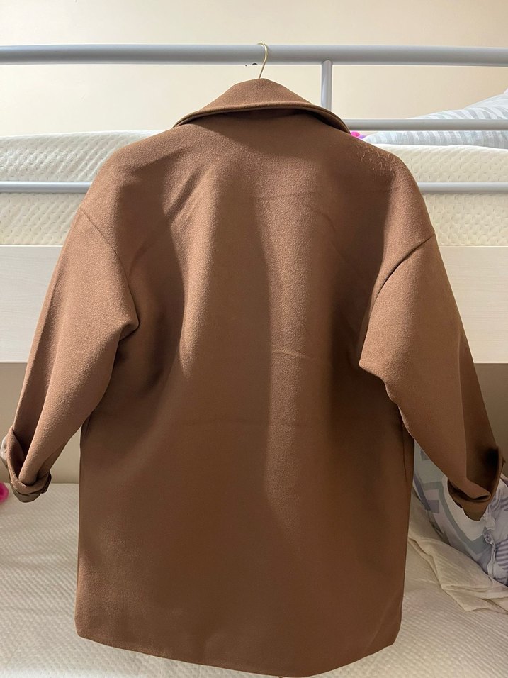 Düğmeli Kahverengi Midi Kadın Kaban - Görsel 2