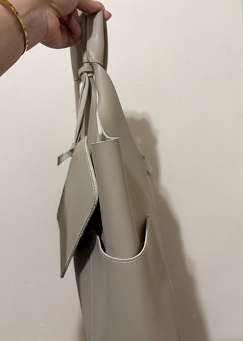 Bej Deri Kadın Çanta Fermuarlı - Görsel 2