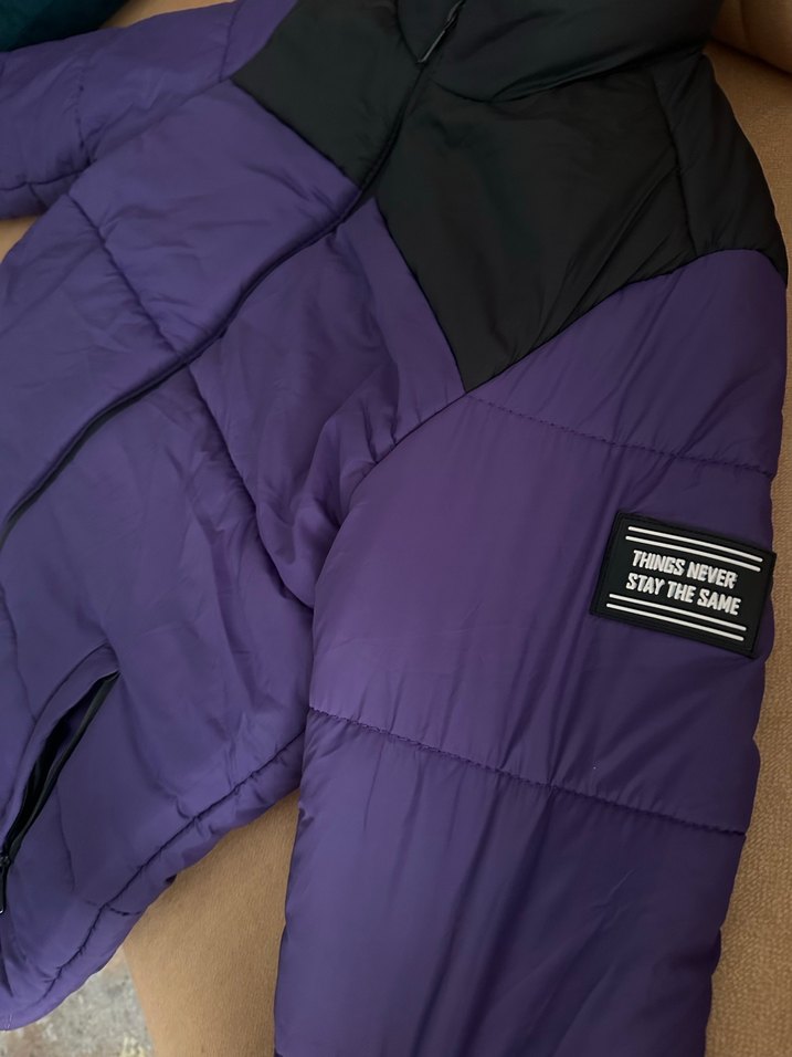 Mor Fermuarlı Kadın Kışlık Ceket - Görsel 2