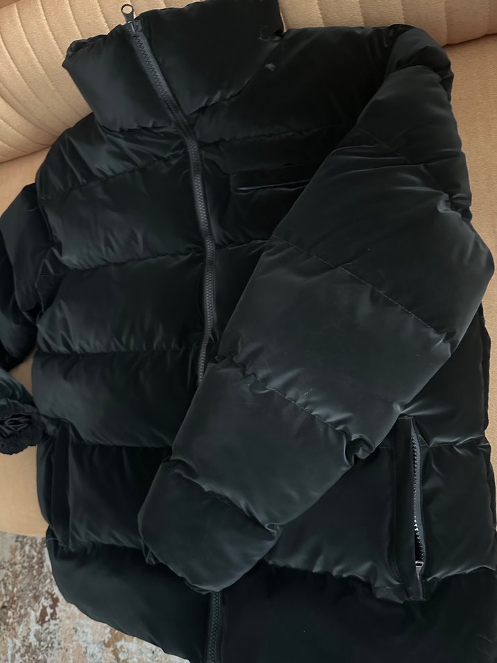 Siyah Fermuarlı Midi Kışlık erkek Mont - Görsel 2