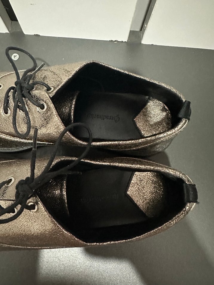 Kadın Gri Deri Metalik Stiletto Ayakkabı - Görsel 4