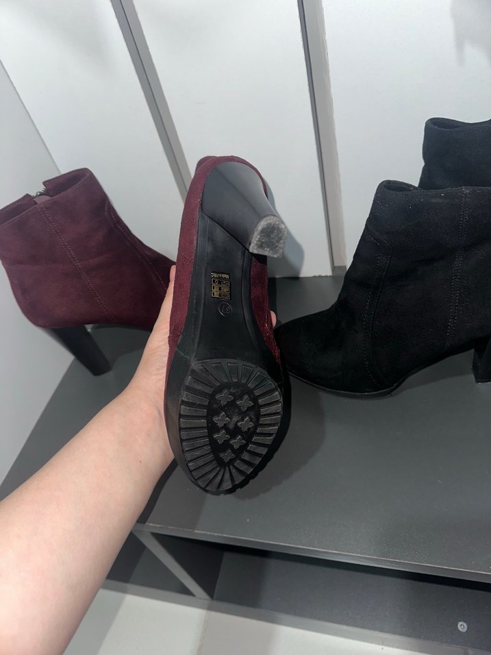 Bordo Siyah Süet Kadın Dolgu Topuk Bot - Görsel 3