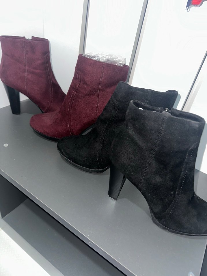 Bordo Siyah Süet Kadın Dolgu Topuk Bot - Görsel 5
