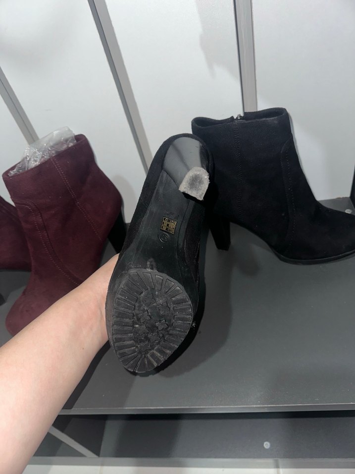 Bordo Siyah Süet Kadın Dolgu Topuk Bot - Görsel 4