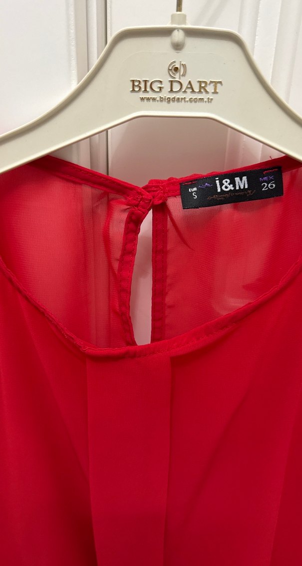 Kısa Kollu Kırmızı Saten Bluz 2li - Görsel 2