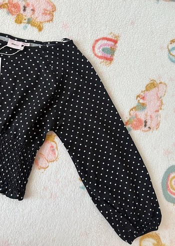 Çocuk Puantiye Desenli Uzun Kollu Kadın Bluz 9-10 yaş - Görsel 4