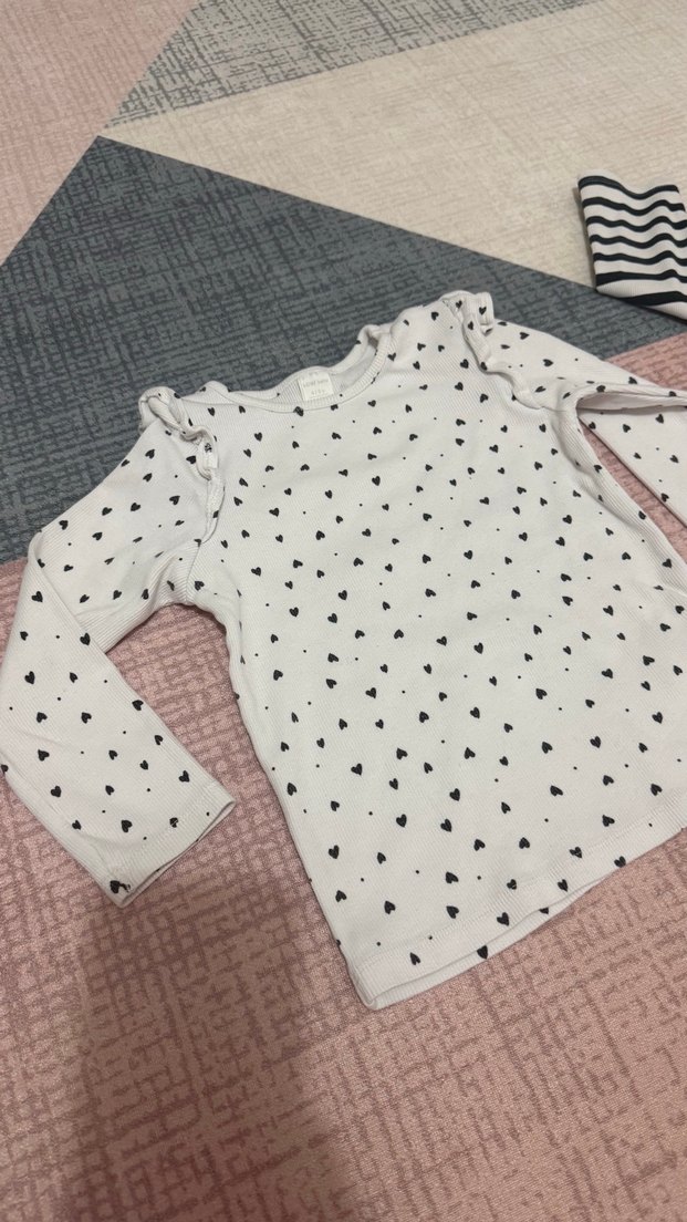 Kız Çocuk Çizgili ve Kalp Desenli Pamuklu Sweatshirtler - Görsel 2