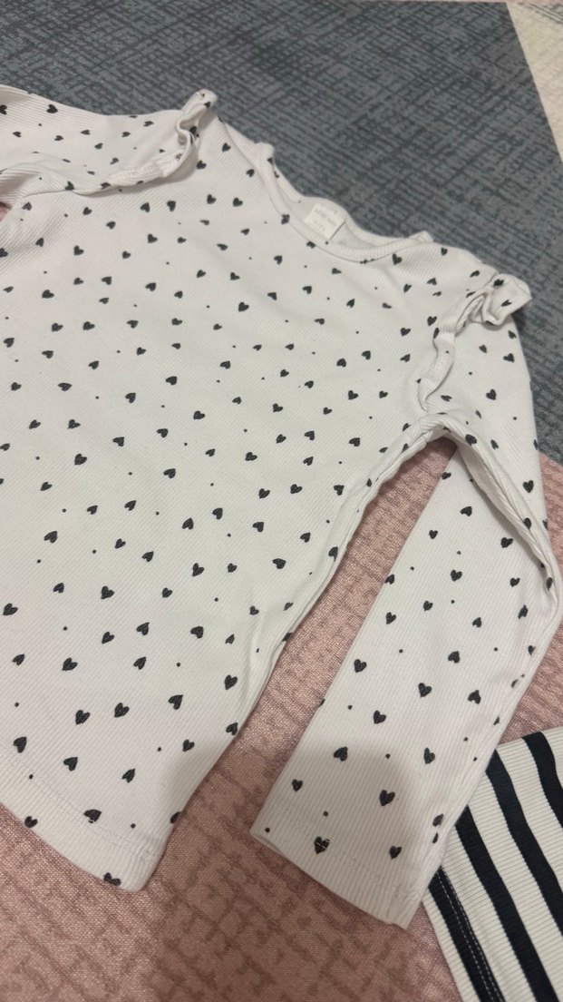 Kız Çocuk Çizgili ve Kalp Desenli Pamuklu Sweatshirtler - Görsel 5