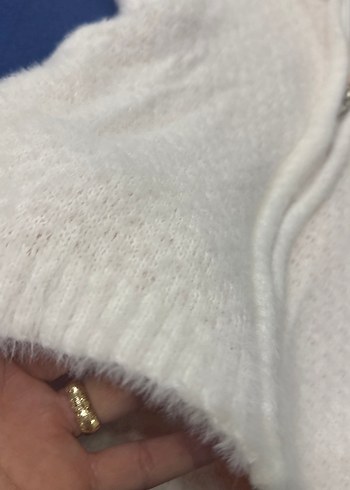 Beyaz Kapüşonlu Kız Çocuk Triko Ceket 3-4 yaş - Görsel 4