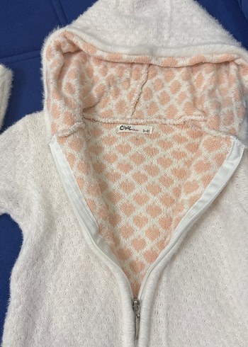 Beyaz Kapüşonlu Kız Çocuk Triko Ceket 3-4 yaş - Görsel 9