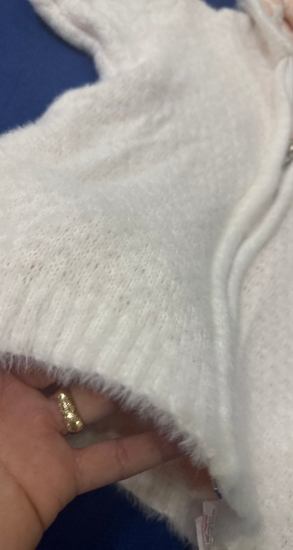 Beyaz Kapüşonlu Kız Çocuk Triko Ceket 3-4 yaş - Görsel 4