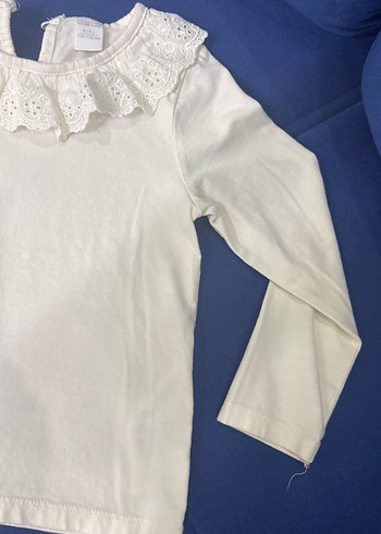 Kız Çocuk Beyaz Fırfırlı Pamuk Bluz - Görsel 4