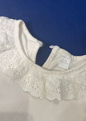 Kız Çocuk Beyaz Fırfırlı Pamuk Bluz - Görsel 5