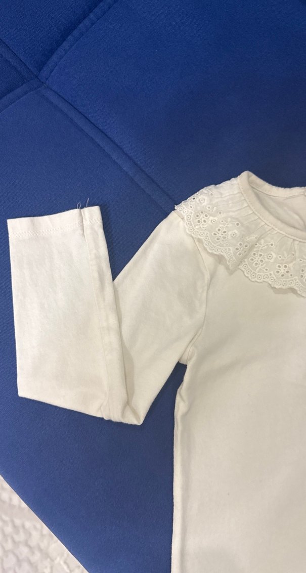 Kız Çocuk Beyaz Fırfırlı Pamuk Bluz - Görsel 2