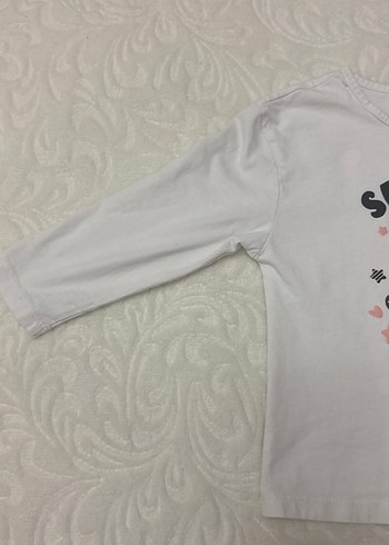 Beyaz Kız Çocuk Uzun Kollu Baskılı Tişört - Görsel 6