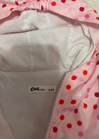 Kız Çocuk Pembe Kapüşonlu Yağmurluk - Görsel 4