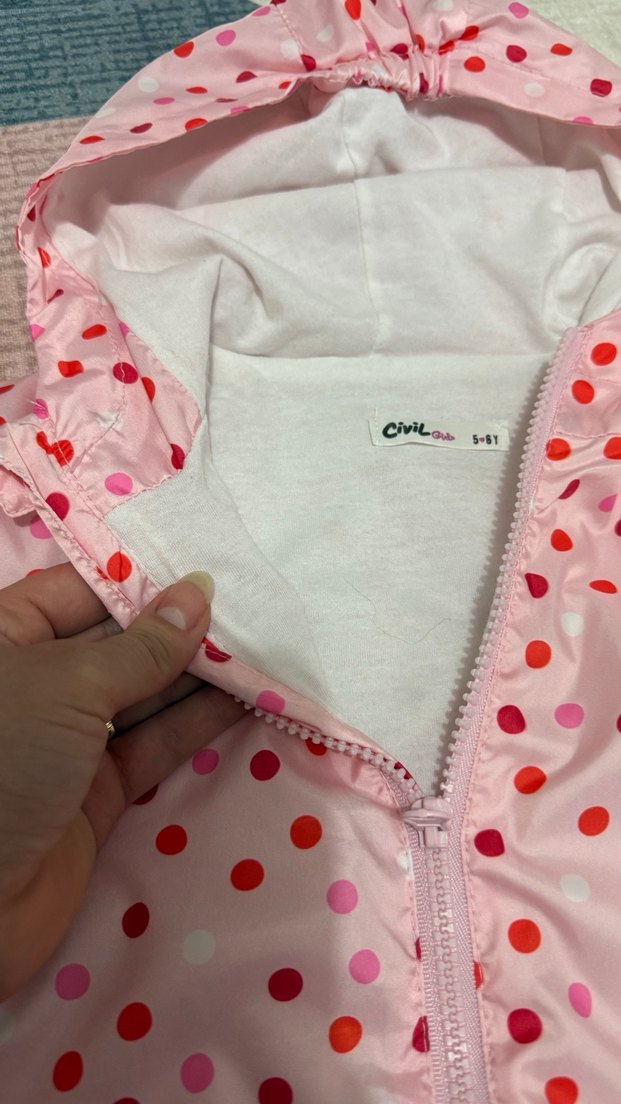 Kız Çocuk Pembe Kapüşonlu Yağmurluk - Görsel 3