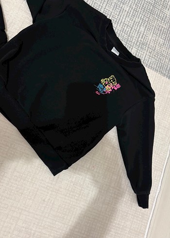 Siyah Baskılı çocuk Sweatshirt - Görsel 6