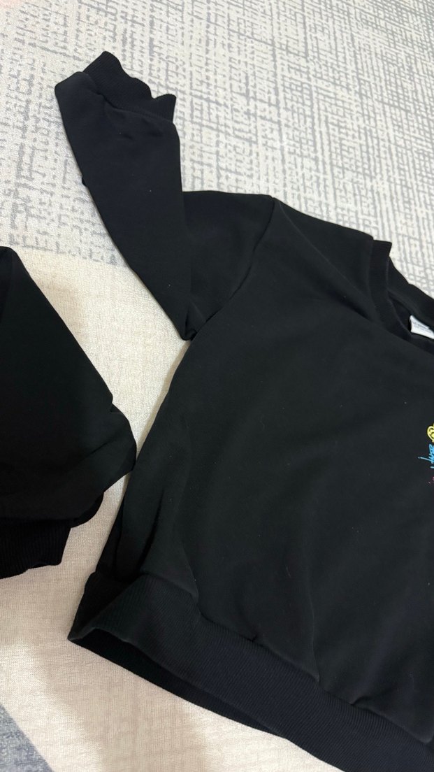 Siyah Baskılı çocuk Sweatshirt - Görsel 5