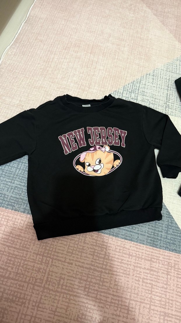 Siyah Baskılı çocuk Sweatshirt - Görsel 4