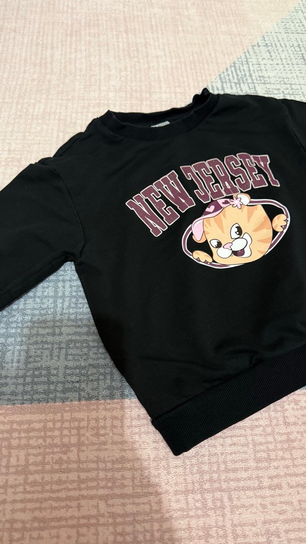 Siyah Baskılı çocuk Sweatshirt - Görsel 3