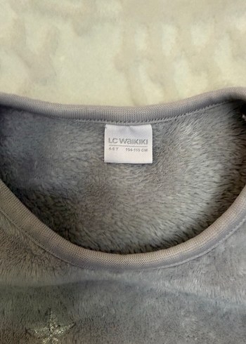 Gri Peluş Detaylı Kız Pijama Takımı - Görsel 4