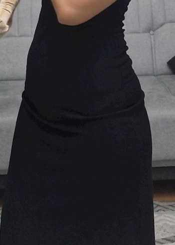 Siyah koton elbise - Görsel 2