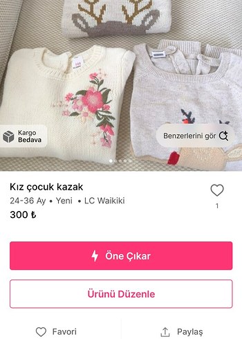 LC Waikiki Kız Çocuk Pembe Nakışlı Kazak
