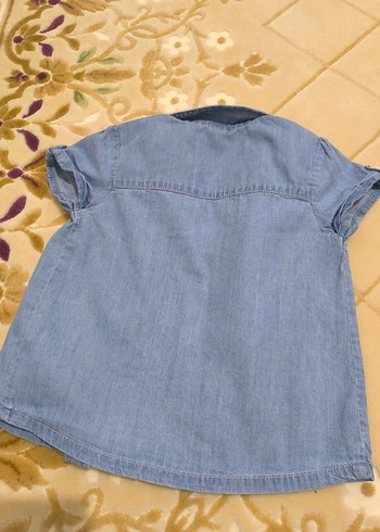 LC Waikiki Düğmeli Nakışlı Kız Kot Gömlek