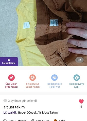 3 Yaş Beden çeşitli Renk Alt üst takim