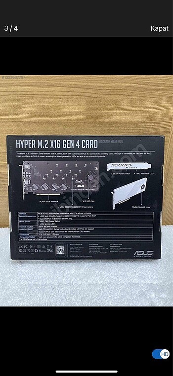  Beden Asus Hyper Gen 4 Card