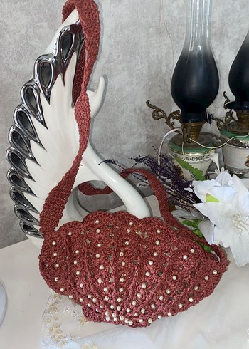 Beden Bordo İstiridye Örgü Çanta