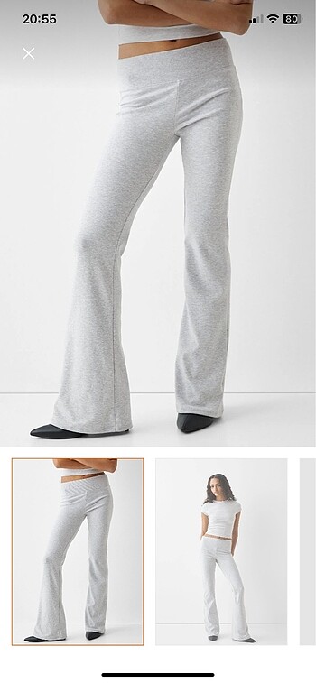 Bershka İspanyol Paça Gri Pantolon
