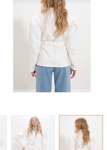 Beyaz Kemerli fermuarlı üst etiketli xl beden - Görsel 8