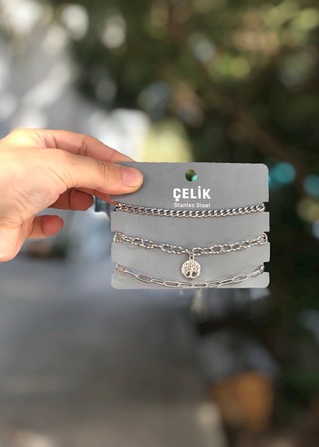 Diğer Günlük Zincir Detaylı Kadın Bileklik Seti sıfır