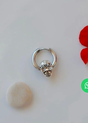 Gri Kafatası Detaylı Erkek Küpe piercing sıfır - Görsel 2