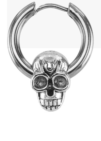 Gri Kafatası Detaylı Erkek Küpe piercing sıfır - Görsel 3