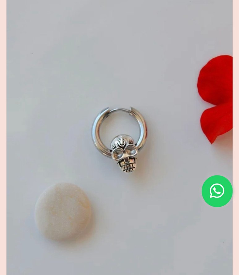 Gri Kafatası Detaylı Erkek Küpe piercing sıfır - Görsel 2