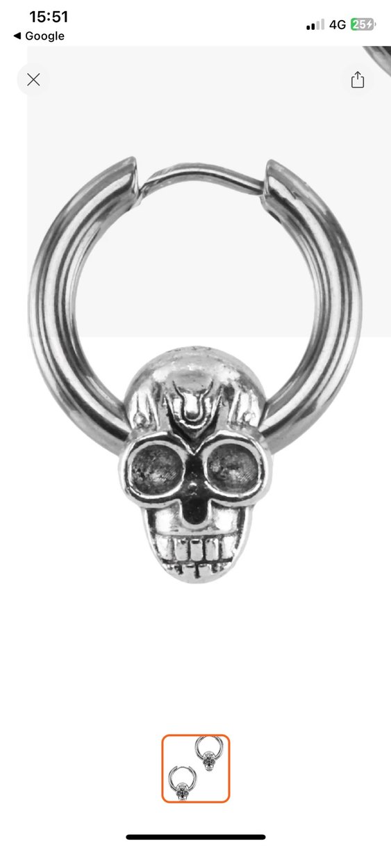 Gri Kafatası Detaylı Erkek Küpe piercing sıfır - Görsel 3