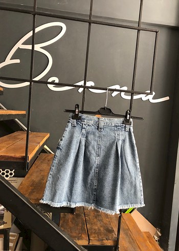 xs Beden Kadın Gri Pileli Mini kot Etek xxs beden etiketli