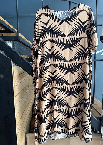 Kadın Zebra Desenli Uzun Elbise 5Xl beden sıfır
